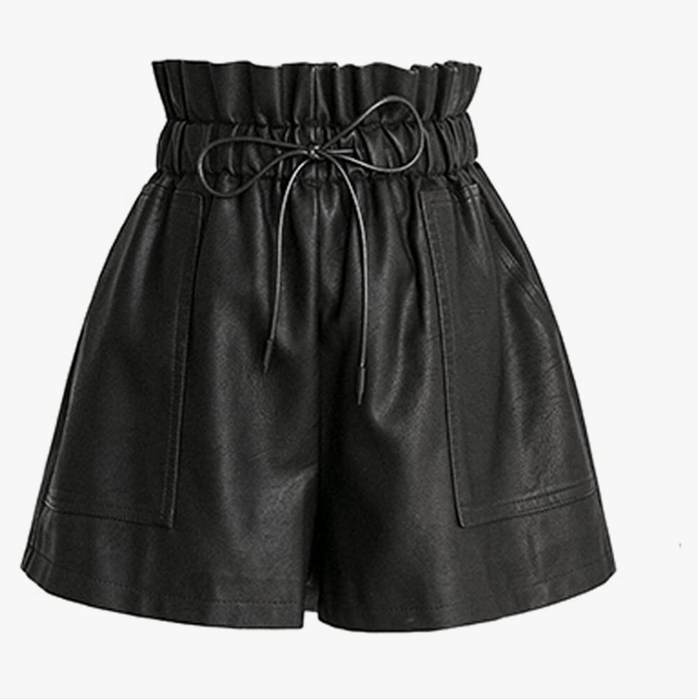 High waisted faux leather shorts
